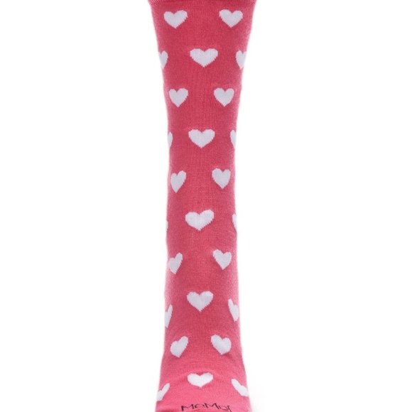 MeMoi Pink Hearts Bamboo Blend Crew Socks, Womens Romantic Design - Picture 3 of 4